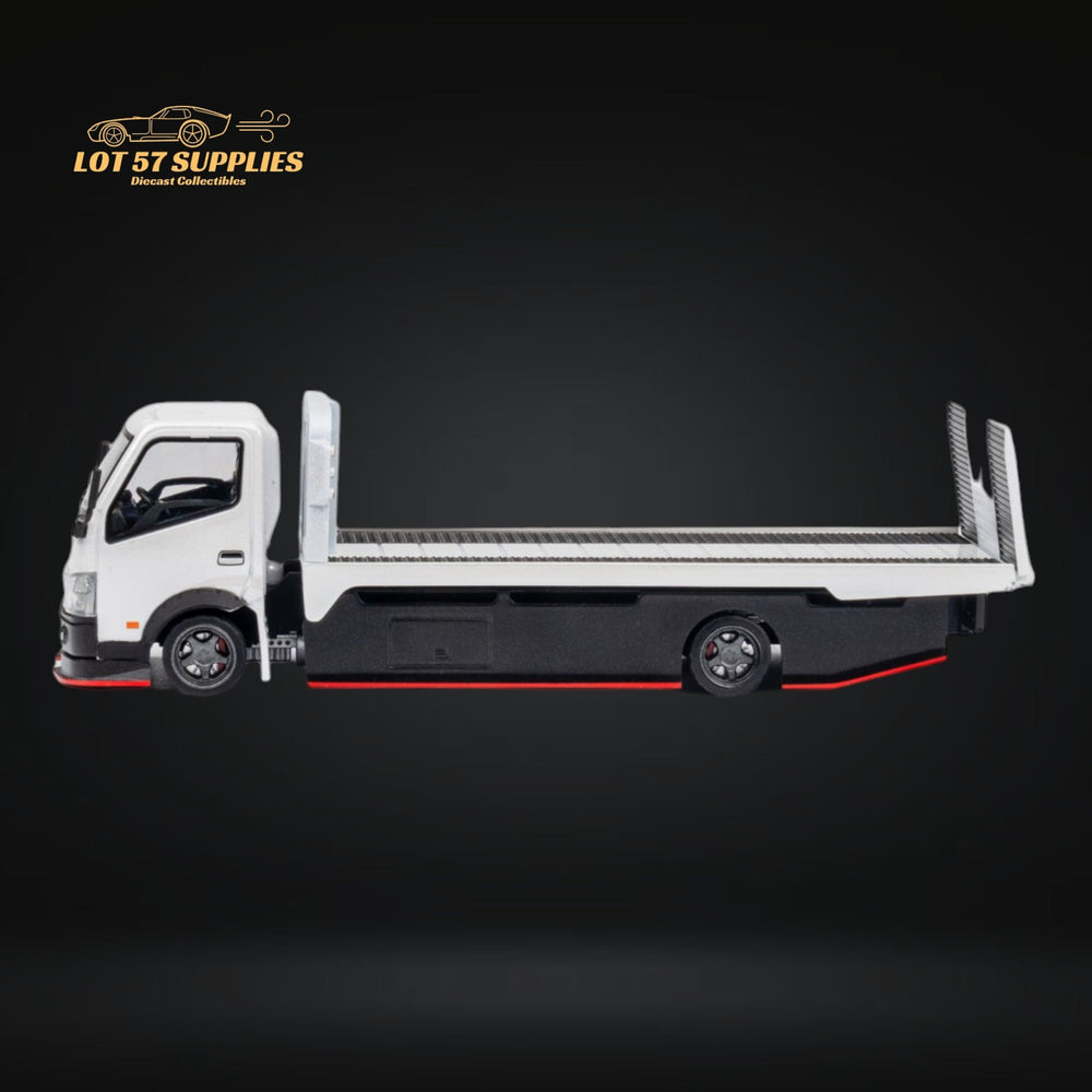MicroTurbo HINO 300 Custom Flatbed Truck in White 1:64 MT6405A6 (ONLINE ORDER ONLY)