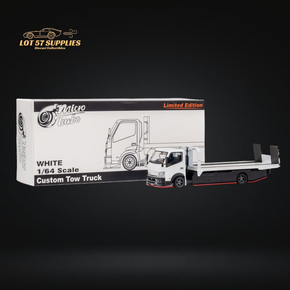 MicroTurbo HINO 300 Custom Flatbed Truck in White 1:64 MT6405A6 (ONLINE ORDER ONLY)