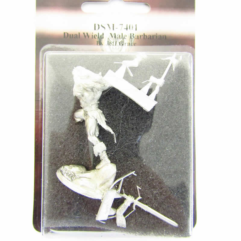 DSM7401 Dual Wield Male Barbarian Miniature Visions In Fantasy (ONLINE ORDER ONLY)