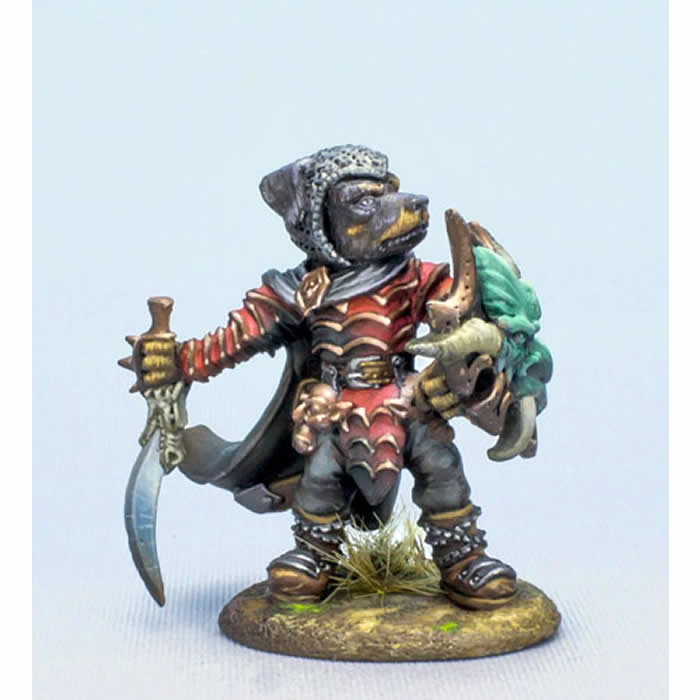 DSM8115 Rottweiler Warrior with Sword and Shield Miniature Critter Kingdoms (ONLINE ORDER ONLY)