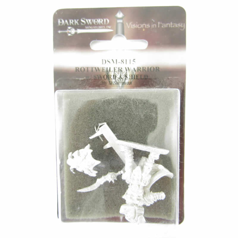 DSM8115 Rottweiler Warrior with Sword and Shield Miniature Critter Kingdoms (ONLINE ORDER ONLY)