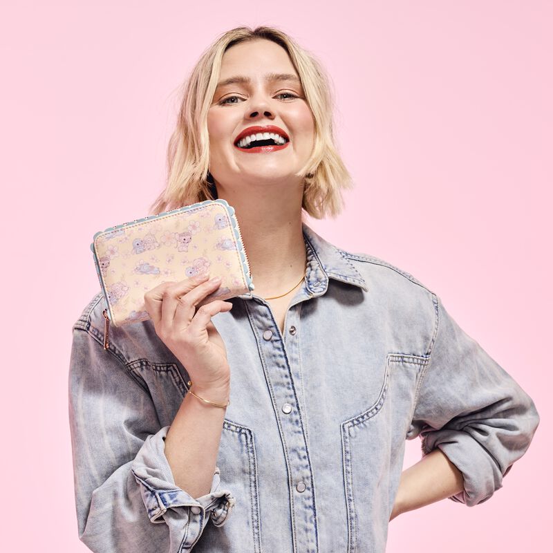Loungefly Stitch & Angel Cherry Blossom All-Over Print Zip Around Wallet (Online Order Only)