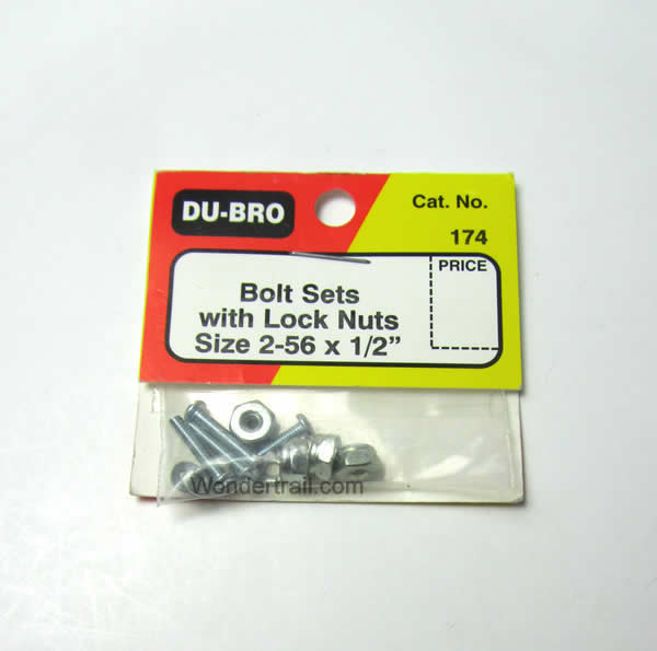 DUB174 Bolt Set With Lock Nuts 2-56 x 1/2in (4) Du-Bro (ONLINE ORDER ONLY)