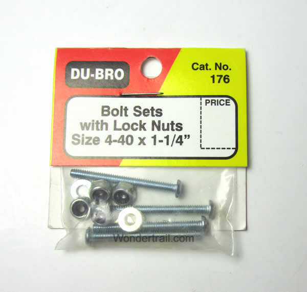 DUB176 Bolt Set With Lock Nuts 4-40 x 1-1/4in (4) Du-Bro (ONLINE ORDER ONLY)