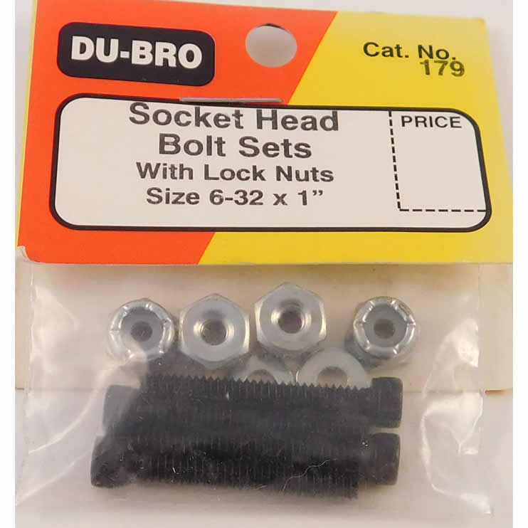 DUB179 Socket Head Bolts With Lock Nuts 6-32 x 1in Du-Bro (ONLINE ORDER ONLY)