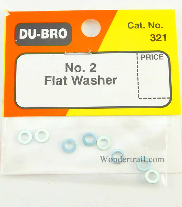 DUB321 Flat Washers Number 2 Pack of 8 Dubro (ONLINE ORDER ONLY)