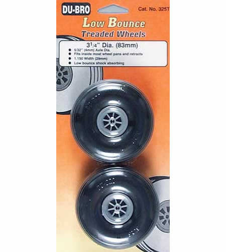 DUB325T Low Bounce Treaded Wheels 3.25in (2) Du-Bro (ONLINE ORDER ONLY)