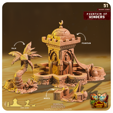3D Printed Cast n Play Fountain of Wonders Desert Winds Terrain Set 28mm 32mm D&D (Online Only)
