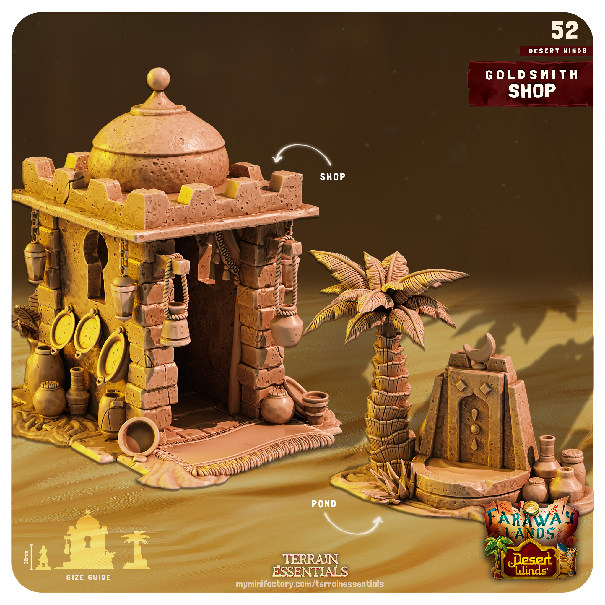 3D Printed Cast n Play Goldsmith Shop Desert Winds Terrain Set 28mm 32mm D&D (Online Only)