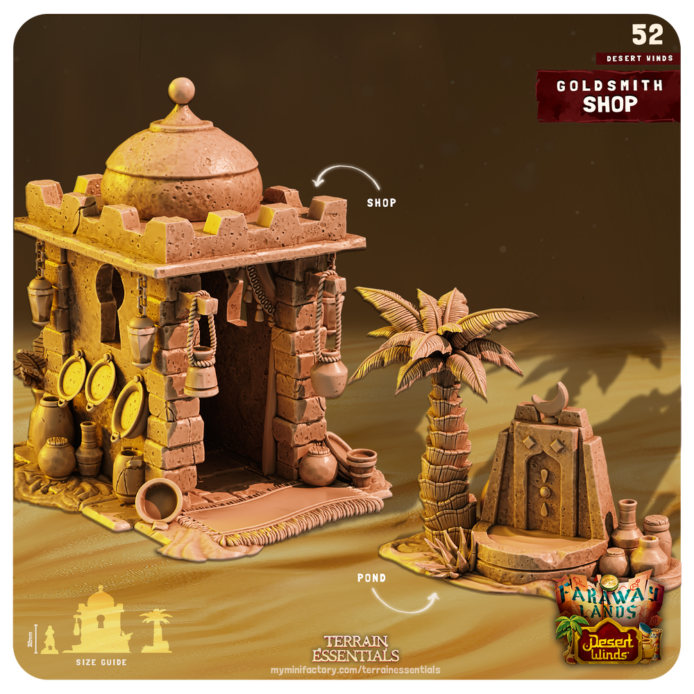3D Printed Cast n Play Goldsmith Shop Desert Winds Terrain Set 28mm 32mm D&D (Online Only)