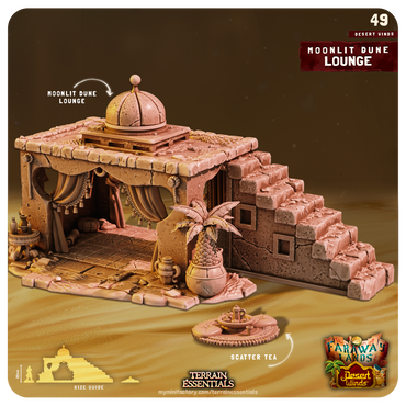 3D Printed Cast n Play Moonlit Dune Lounge Desert Winds Terrain Set 28mm 32mm D&D (Online Only)