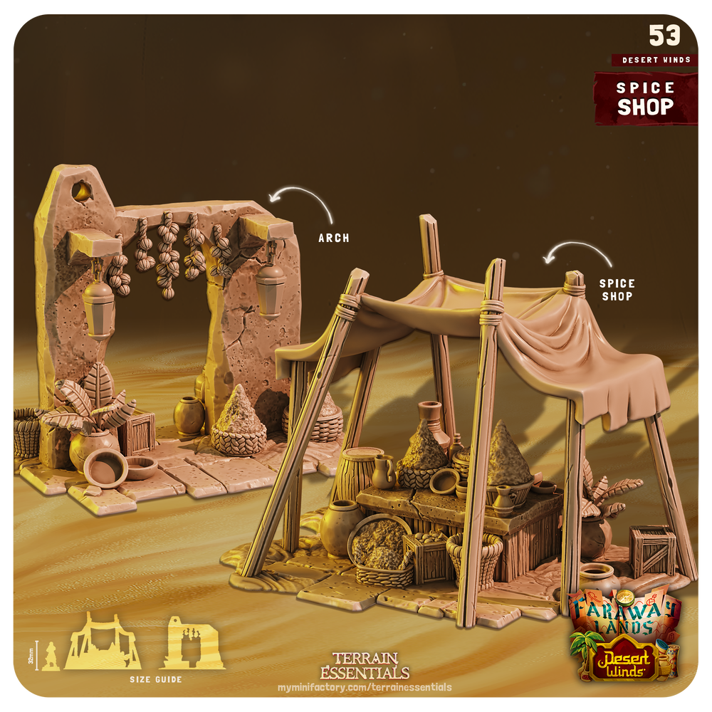 3D Printed Cast n Play Spice Shop Desert Winds Terrain Set 28mm 32mm D&D (Online Only)