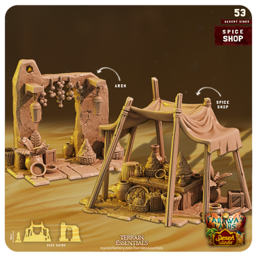 3D Printed Cast n Play Spice Shop Desert Winds Terrain Set 28mm 32mm D&D (Online Only)