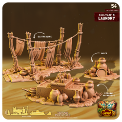 3D Printed Cast n Play Sultans Laundry Desert Winds Terrain Set 28mm 32mm D&D (Online Only)