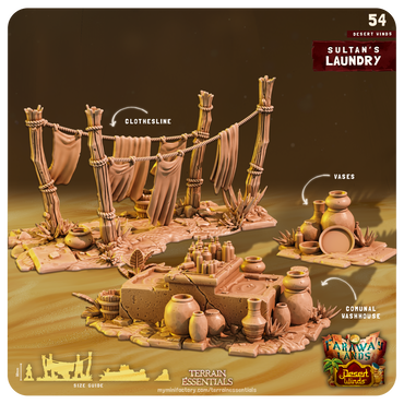 3D Printed Cast n Play Sultans Laundry Desert Winds Terrain Set 28mm 32mm D&D (Online Only)
