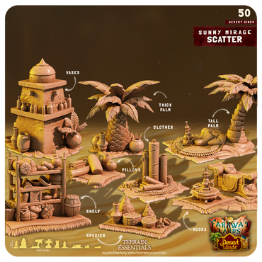 3D Printed Cast n Play Sunny Mirage Scatter Desert Winds Terrain Set 28mm 32mm D&D (Online Only)