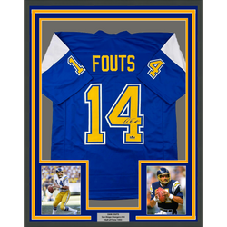 Framed Facsimile Autographed Dan Fouts 35x39 San Diego Blue Reprint Laser Auto Football Jersey (ONLINE ORDER ONLY)