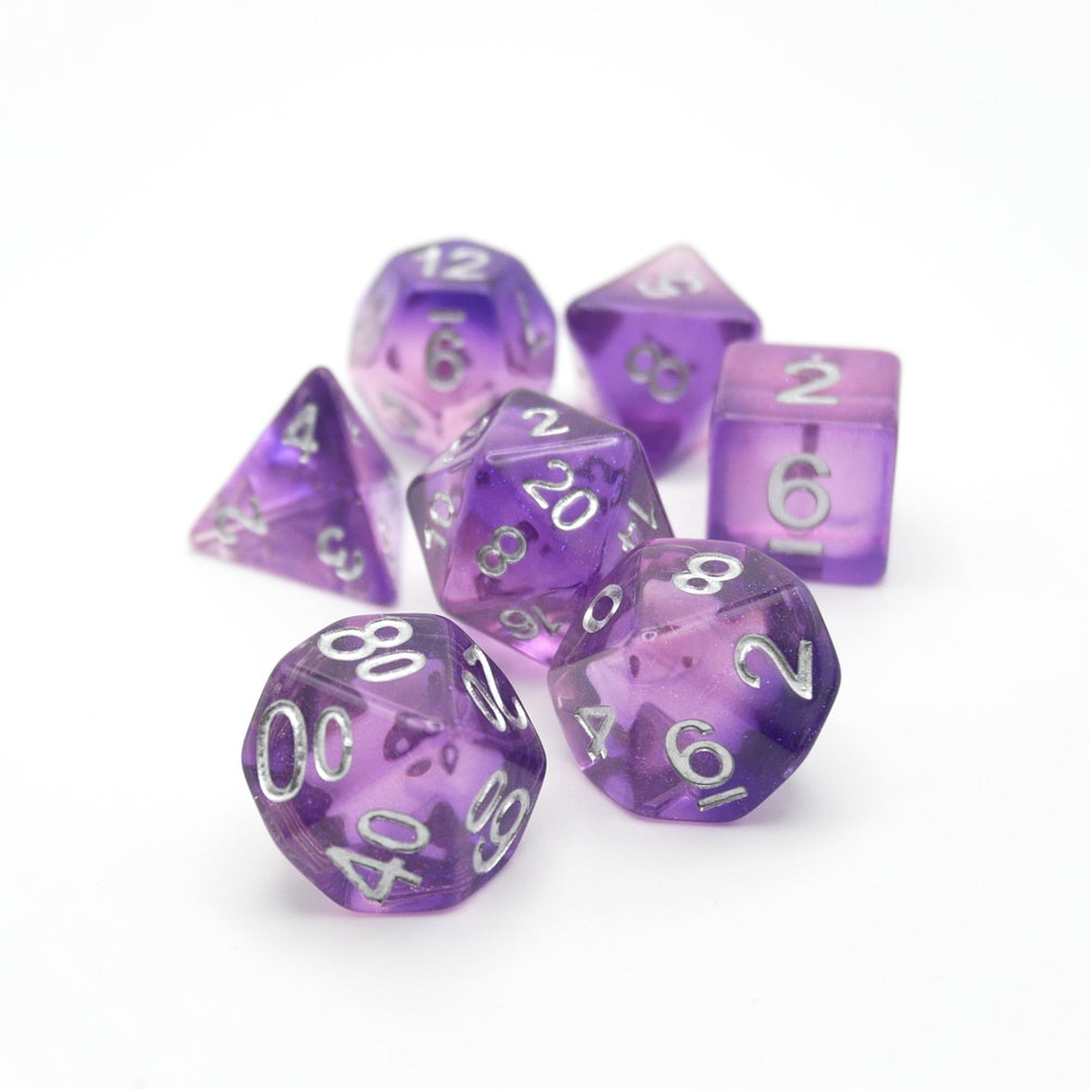 Dancing Lavender - 7 Piece DnD Dice Set | Acrylic RPG Gaming Dice (ONLINE ORDER ONLY)