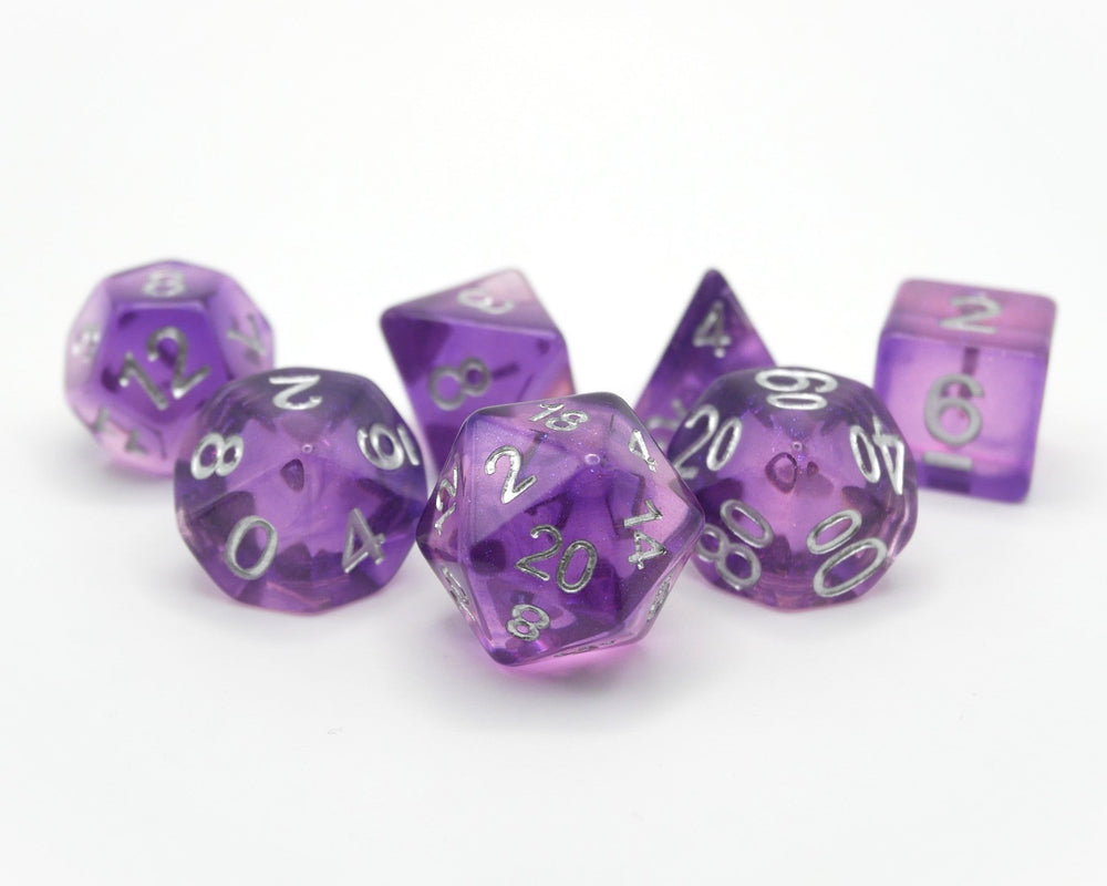 Dancing Lavender - 7 Piece DnD Dice Set | Acrylic RPG Gaming Dice (ONLINE ORDER ONLY)