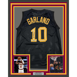 Framed Facsimile Autographed Darius Garland 35x39 Cleveland Black Reprint Laser Auto Basketball Jersey (ONLINE ORDER ONLY)