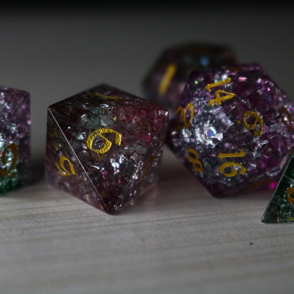 Dark Nox Forge Fire Glass DND Dice Set (ONLINE ORDER ONLY)