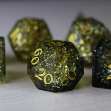 Dark Sun (Green And Yellow) Forge Fire Glass DND Dice Set (ONLINE ORDER ONLY)