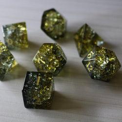 Dark Sun (Green And Yellow) Forge Fire Glass DND Dice Set (ONLINE ORDER ONLY)