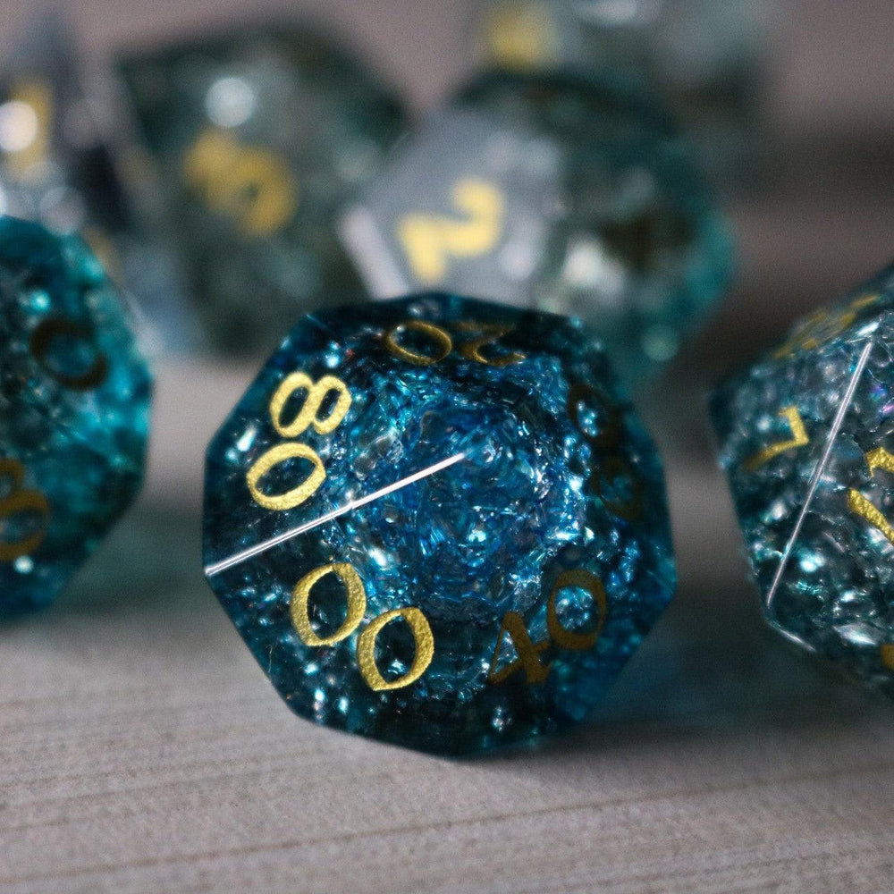 Dark Waters Forge Fire Glass Blue DND Dice Set (ONLINE ORDER ONLY)