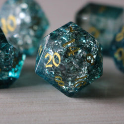 Dark Waters Forge Fire Glass Blue DND Dice Set (ONLINE ORDER ONLY)