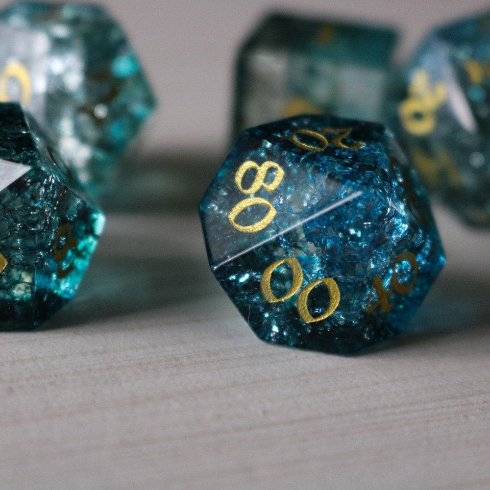 Dark Waters Forge Fire Glass Blue DND Dice Set (ONLINE ORDER ONLY)