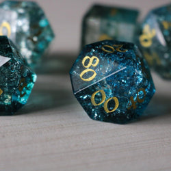Dark Waters Forge Fire Glass Blue DND Dice Set (ONLINE ORDER ONLY)