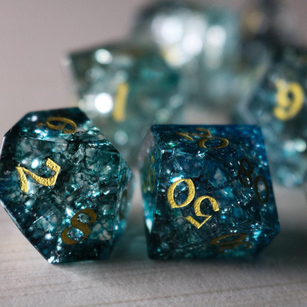 Dark Waters Forge Fire Glass Blue DND Dice Set (ONLINE ORDER ONLY)