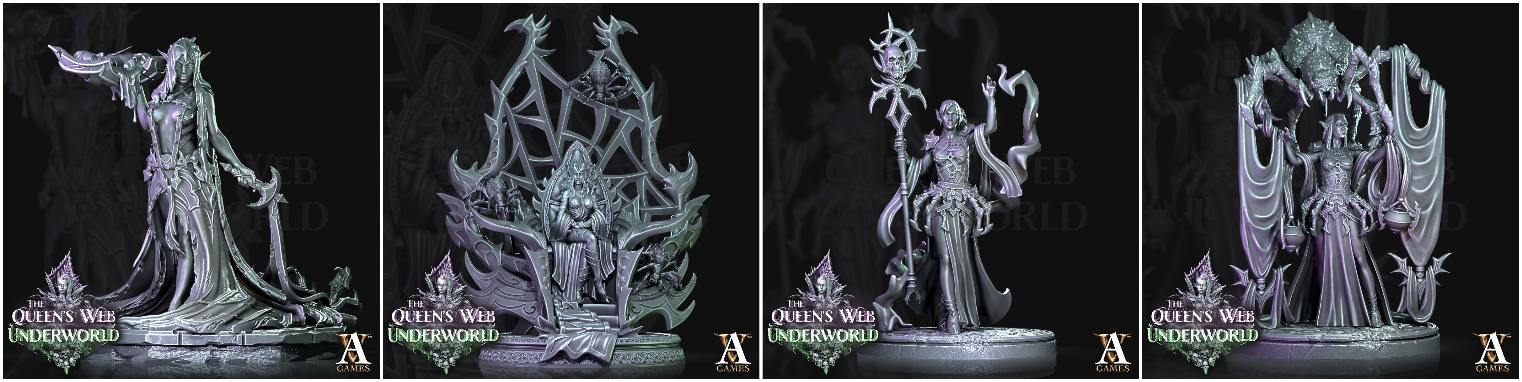 3D Printed Archvillain Games Dark Elves Divine The Queen's Web Underworld 28 32mm D&D (Online Only)