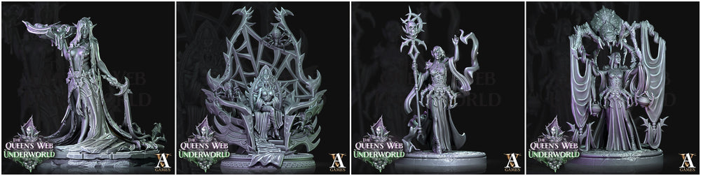 3D Printed Archvillain Games Dark Elves Divine The Queen's Web Underworld 28 32mm D&D (Online Only)
