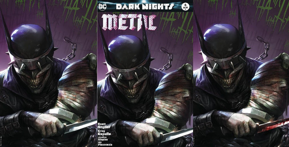 Dark Nights Metal 6 B DC 2018 Francesco Mattina Variant Batman Who Laughs Bloody Knife (ONLINE ORDER ONLY)