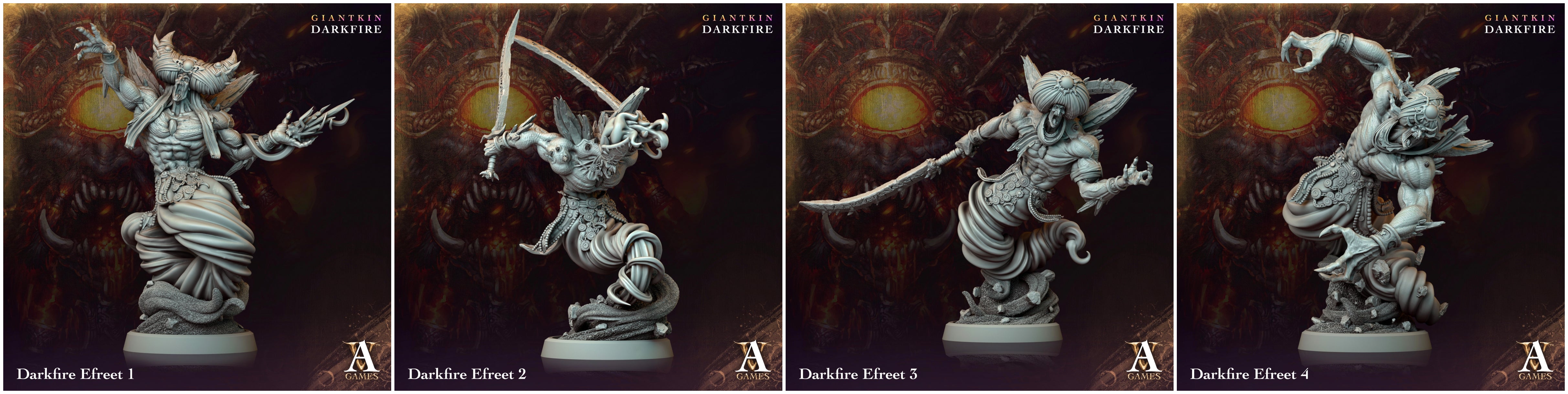 3D Printed Archvillain Games Darkfire Efreet Giantkin Darkfire 28 32mm D&D (Online Only)