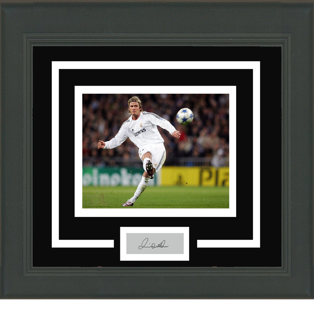Framed David Beckham Facsimile Laser Engraved Signature Auto Real Madrid 11x14 Soccer Photo (ONLINE ORDER ONLY)