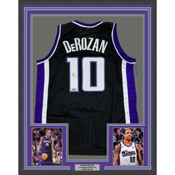 Framed Facsimile Autographed DeMar DeRozan 35x39 Sacramento Black Reprint Laser Auto Basketball Jersey (ONLINE ORDER ONLY)