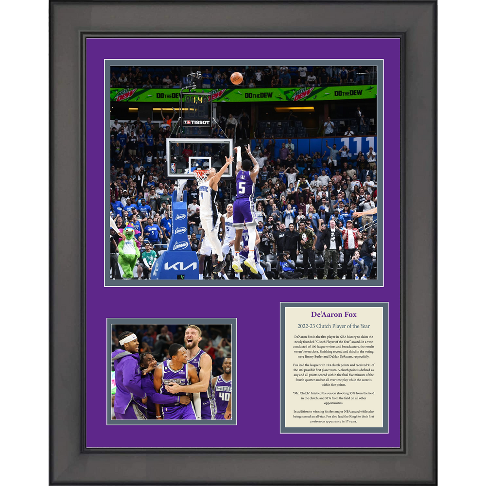 Framed De'Aaron Fox 2022-23 Clutch Player of the Year Sacramento Kings Basketball 11"x14" Three Photo Collage (ONLINE ORDER ONLY)