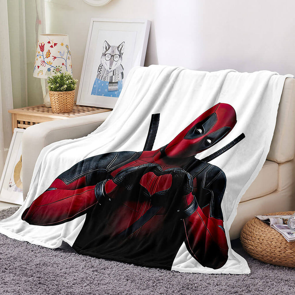 Deadpool Pattern Blanket Flannel Throw Room Decoration (Online Order Only)
