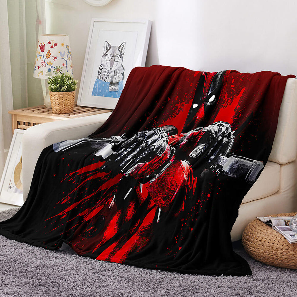 Deadpool Pattern Blanket Flannel Throw Room Decoration (Online Order Only)