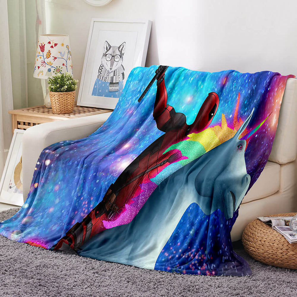 Deadpool Pattern Blanket Flannel Throw Room Decoration (Online Order Only)