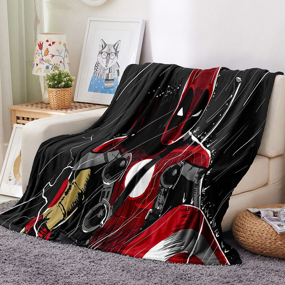 Deadpool Pattern Blanket Flannel Throw Room Decoration (Online Order Only)