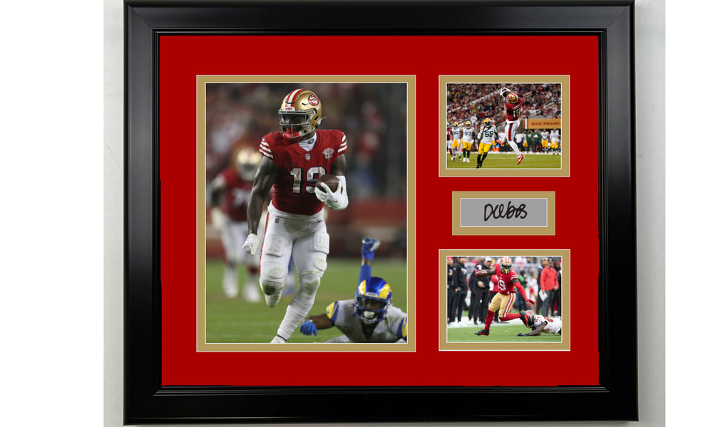 Framed San Francisco 49ers Deebo Samuel Facsimile Laser Engraved Signature Football 14x11 3 Photo Collage (ONLINE ORDER ONLY)