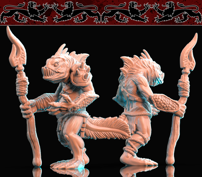 3D Printed Brayan Nafarrate Deep Sea Fish Men 28mm 32mm D&D (Online Only)