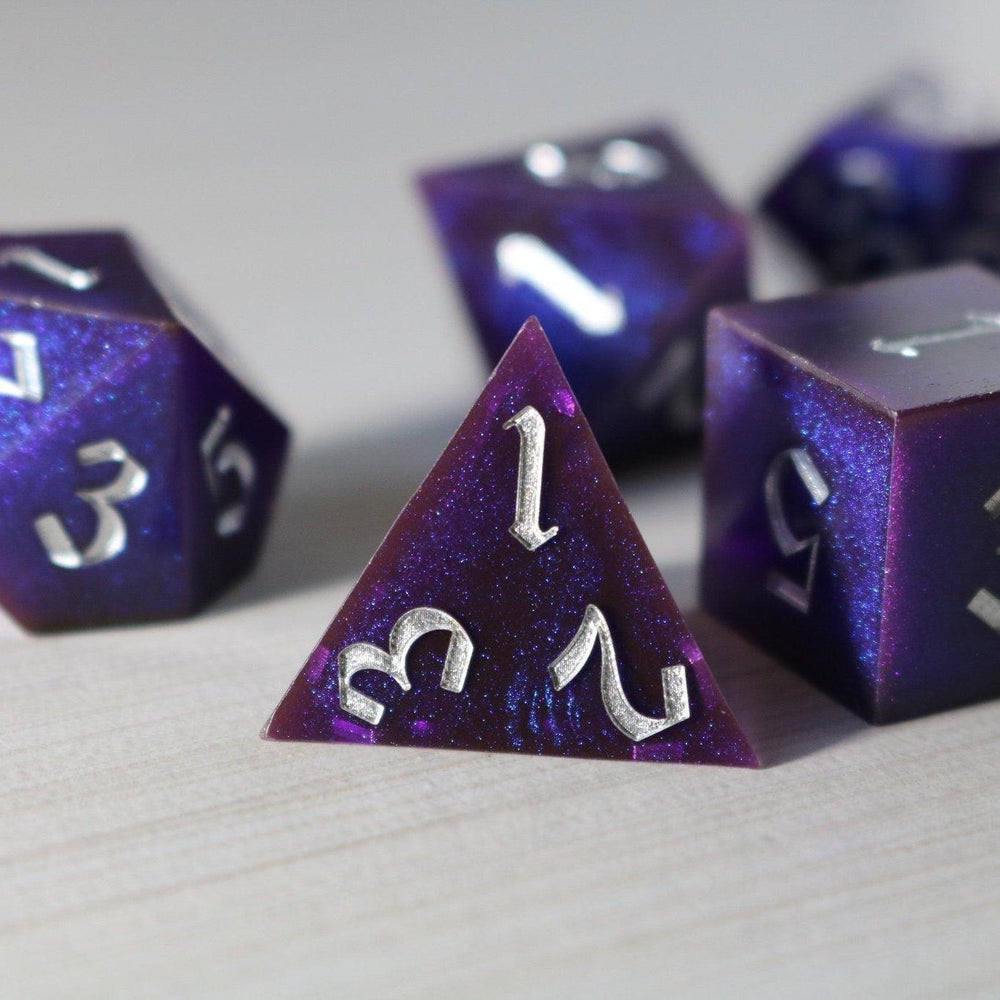Deep Space Handmade Sharp Edge Resin DND Dice Set (ONLINE ORDER ONLY)