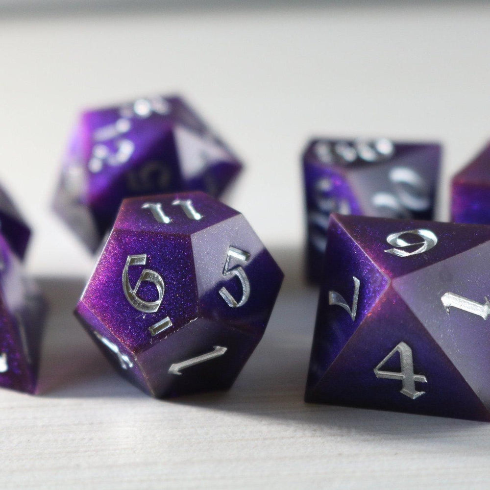 Deep Space Handmade Sharp Edge Resin DND Dice Set (ONLINE ORDER ONLY)