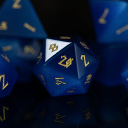 Pre-Order || Deep Blue Cat's Eye Stone Dice Set