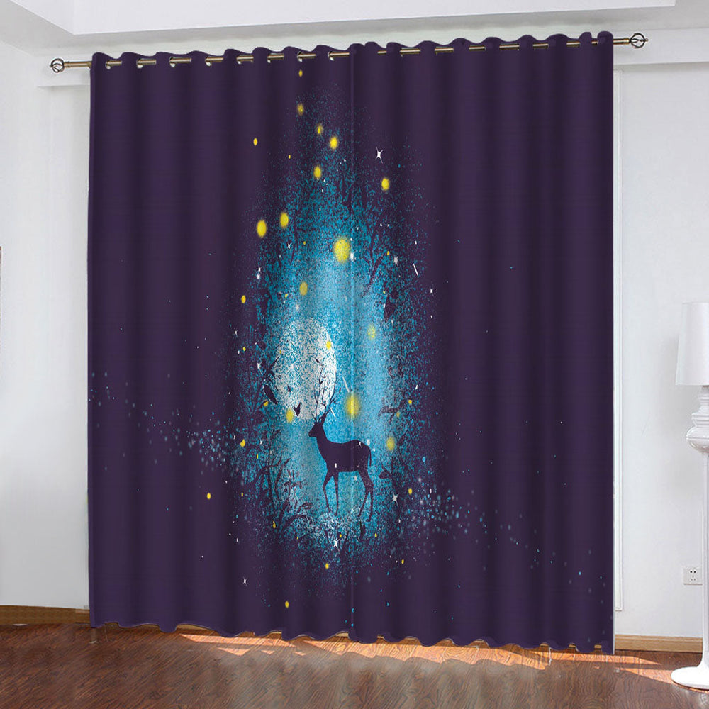 Deer Curtains Pattern Blackout Window Drapes (Online Order Only)