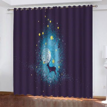 Deer Curtains Pattern Blackout Window Drapes (Online Order Only)